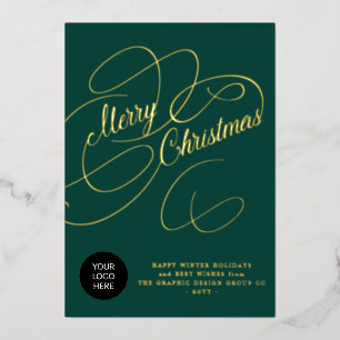 Christmas business corporate greetings custom logo foil holiday card