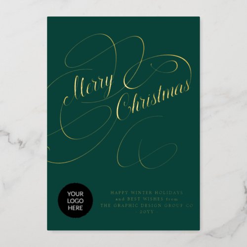 Christmas business corporate greetings custom logo foil holiday card