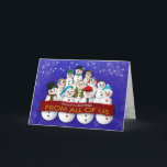 Christmas, Business, From All of Us, Snowman Group Card<br><div class="desc">Ideal for companies,  business,  groups,  organizations and etc. to send out to customers,  employees,  guests and more for Christmas.
Happy group of snowmen gathered together holding banner wishing them Season's Greetings From All of Them.  Colorful and cheerful.</div>