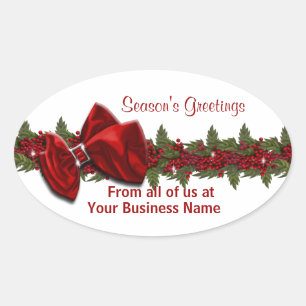 Christmas business greeting PERSONALIZE Oval Sticker