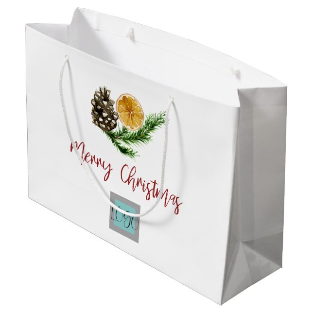 Christmas Business Logo  Large Gift Bag (Back Angled)