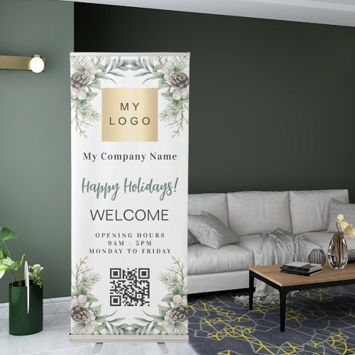 Christmas business logo opening hours QR Code Retractable Banner