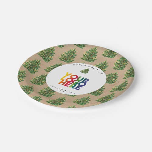 Christmas Business Logo Vintage Xmas Tree Paper Plates