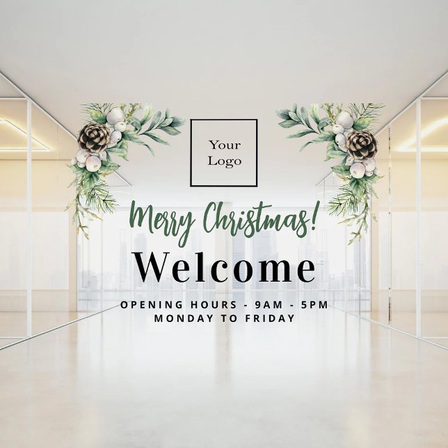 Christmas business logo welcome opening hours window cling (Creator Uploaded)
