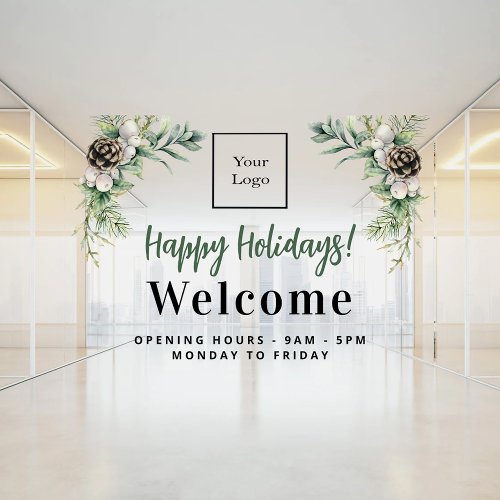 Christmas business logo welcome opening hours window cling