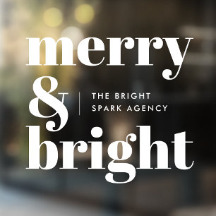 Christmas Business   Merry and Bright White Window Cling