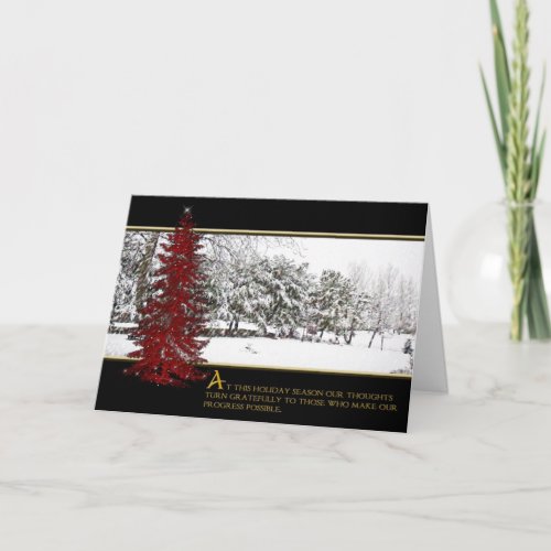 Christmas Business Snowtree scene Holiday Card