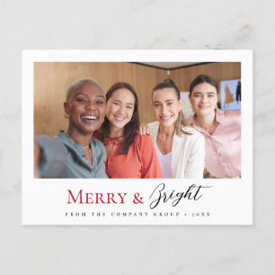 Christmas Business Team Photo Merry and Bright Holiday Postcard