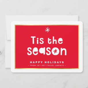 CHRISTMAS BUSINESS THANKS tis the season gold red Invitation