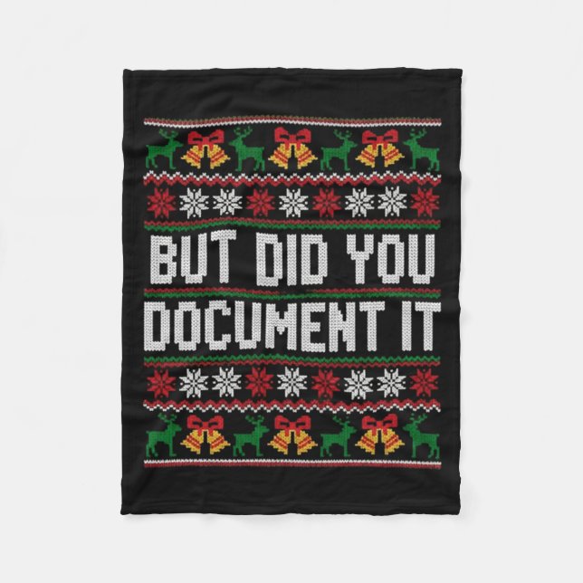 Christmas But Did You Doent It Ugly Office Party L Fleece Blanket (Front)