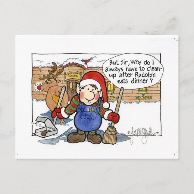 Christmas "But Sir" Cartoon No. 7 Holiday Postcard (Front)