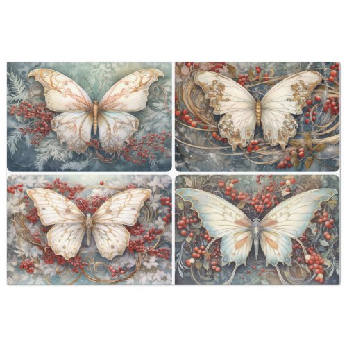 Christmas Butterflies 4 square  Tissue Paper