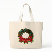 Christmas Butterfly Poinsettia Wreath Tote Bag
