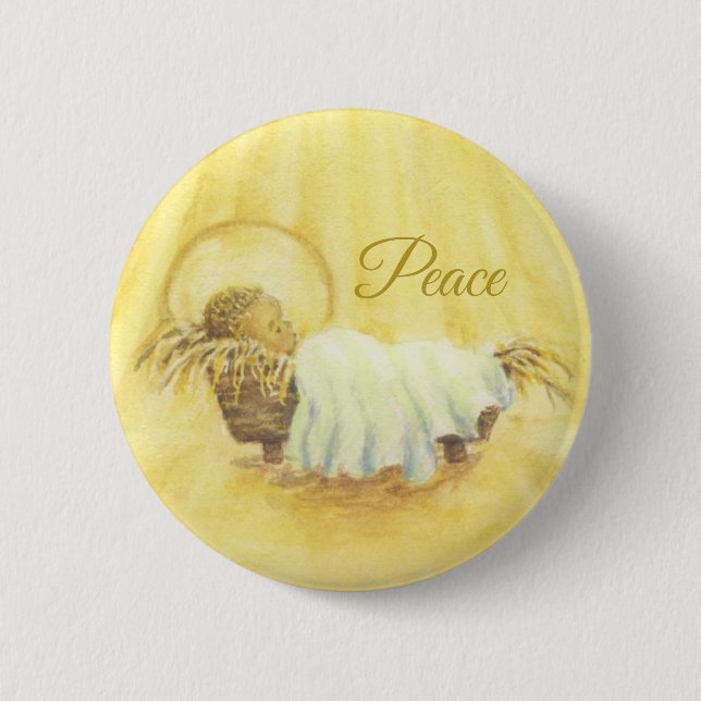 Christmas Button Jesus in Manger Peace (Front)