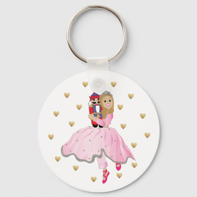 Christmas Button keychain Light Hair Nutcracker (Front)