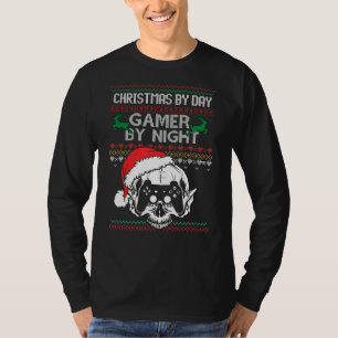 Christmas By Day Gamer By Night Christmas Gaming T-Shirt