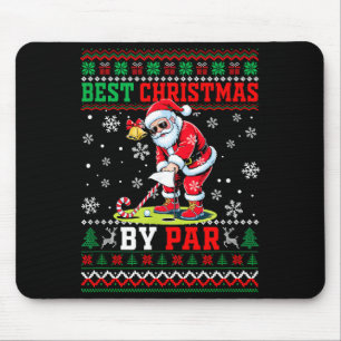 Christmas By Par Santa Sweater Playing Golf Golfer Mouse Pad