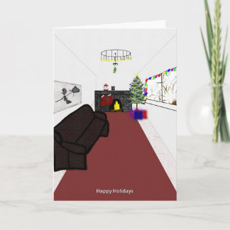 Christmas by the fire holiday card