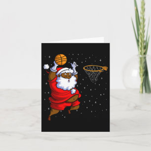 Christmas Bysketbyll Black African American Santa Card
