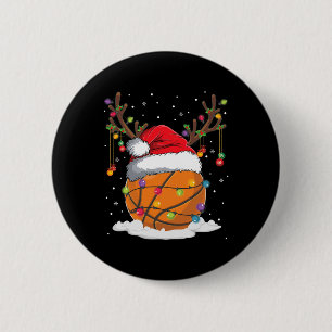 Christmas Bysketbyll Reindeer Fun Santa Hat Xmas K Button