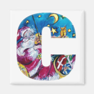 CHRISTMAS C LETTER / INSPIRED SANTA MONOGRAM MAGNET