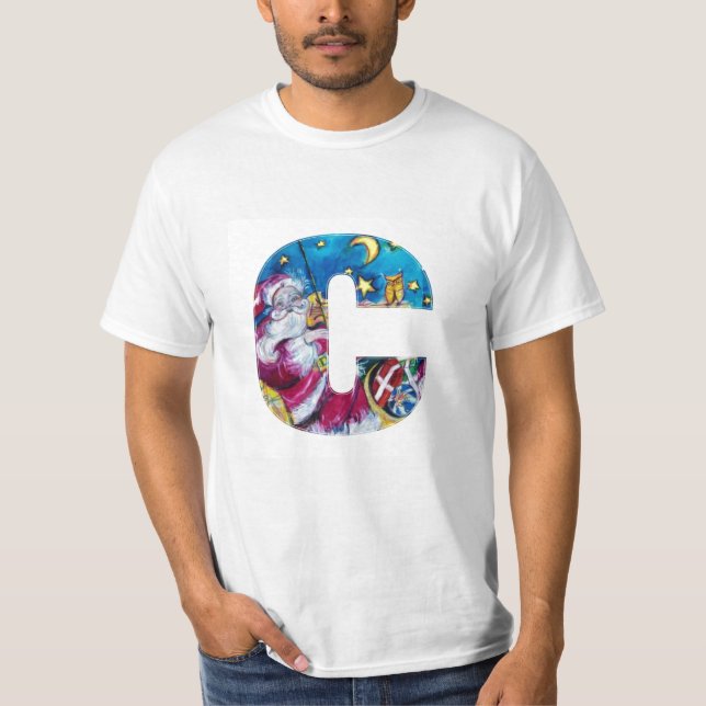 CHRISTMAS C LETTER / INSPIRED SANTA MONOGRAM T-Shirt (Front)