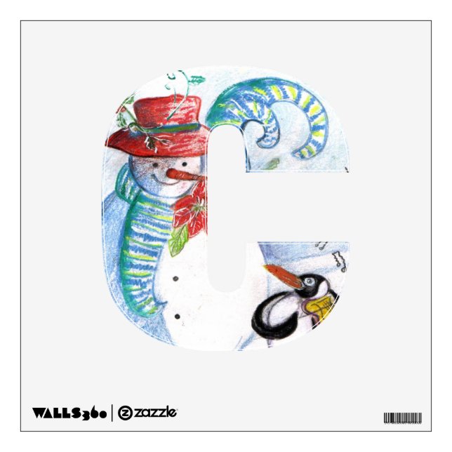 CHRISTMAS C LETTER ,PENGUIN'S SERENADE AND SNOWMAN WALL DECAL (Front)