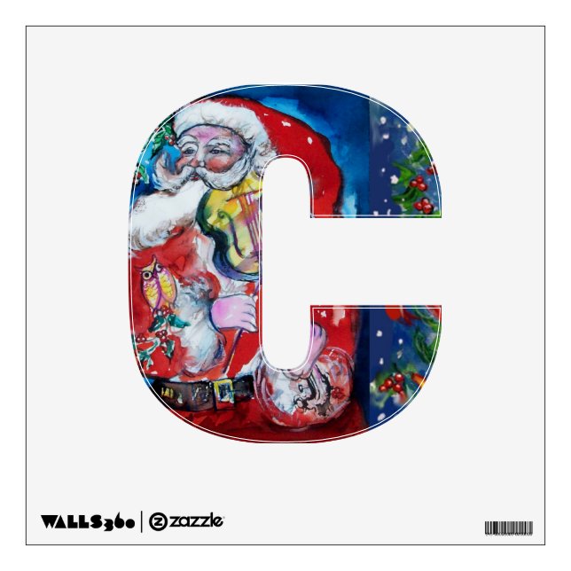 CHRISTMAS C LETTER /SANTA  CLAUS WITH VIOLIN WALL DECAL (Front)
