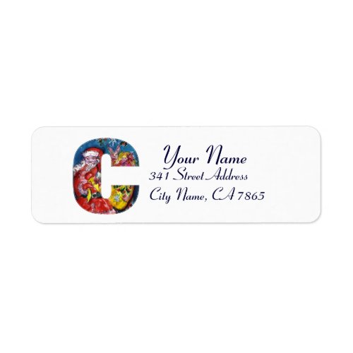 CHRISTMAS C LETTER   SANTA  WITH GIFTS MONOGRAM LABEL