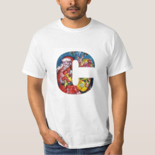CHRISTMAS C LETTER / SANTA WITH GIFTS MONOGRAM T-Shirt