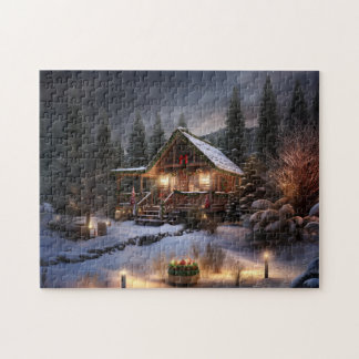 Christmas Cabin Christmas Puzzle Holiday Gift Idea