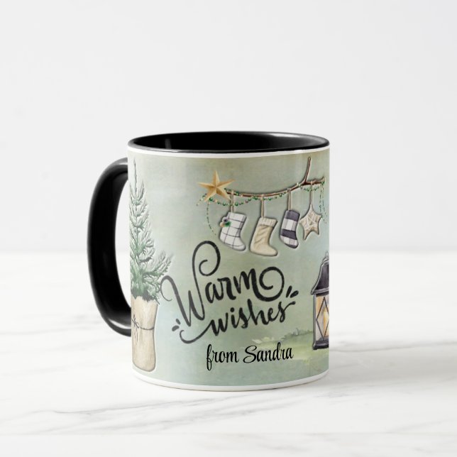 Christmas Cabin Coffee Gnome Girl Mug (Front Left)