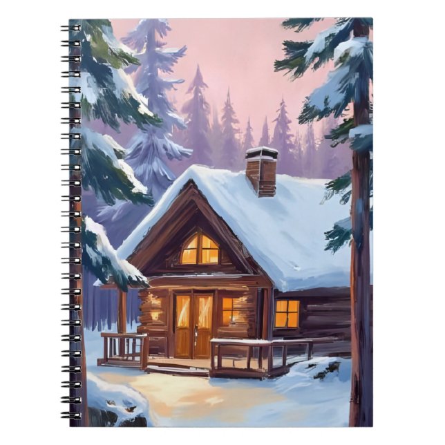 Christmas Cabin | Forest Winter Snow Notebook (Front)