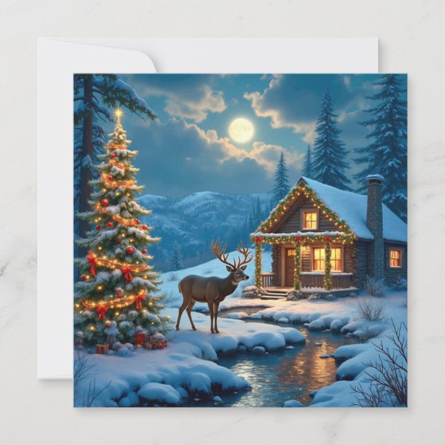 Christmas Cabin Greeting Card (Front)