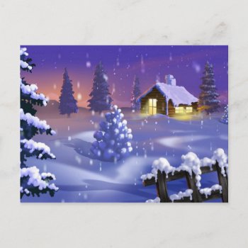 Christmas Cabin Holiday Postcard by thecoveredbridge at Zazzle
