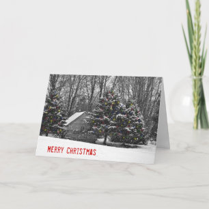 Christmas Cabin in Snow Holiday Card