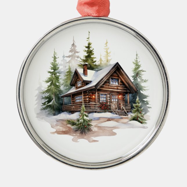 Christmas Cabin Ornament (Front)