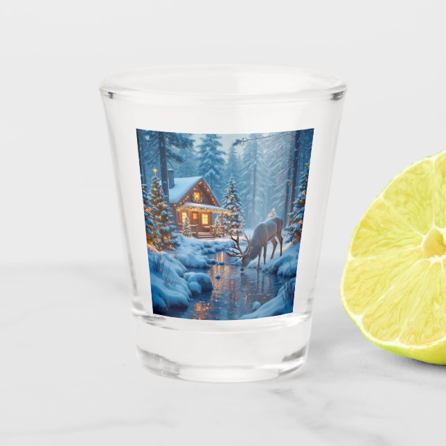 Christmas Cabin Shot Glass (Front)
