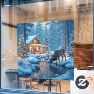 Christmas Cabin Window Cling