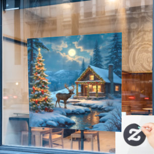 Christmas Cabin Window Cling