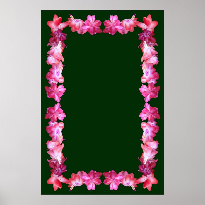 Christmas Cactus Border on Gray Background Poster