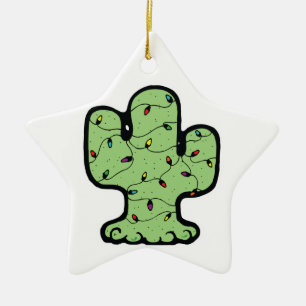 christmas cactus ceramic ornament