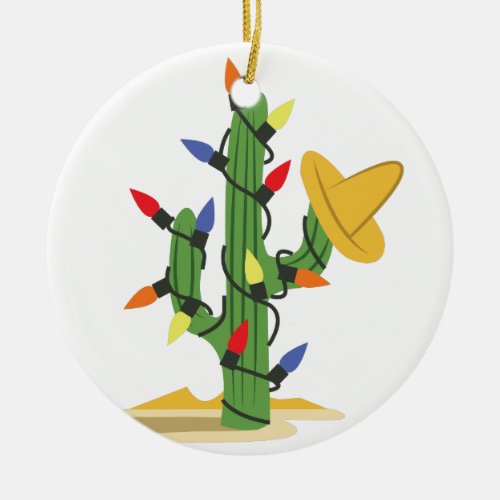 Christmas Cactus Ceramic Ornament
