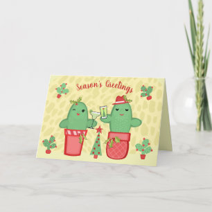 Christmas Cactus Couple Custom Greeting Card