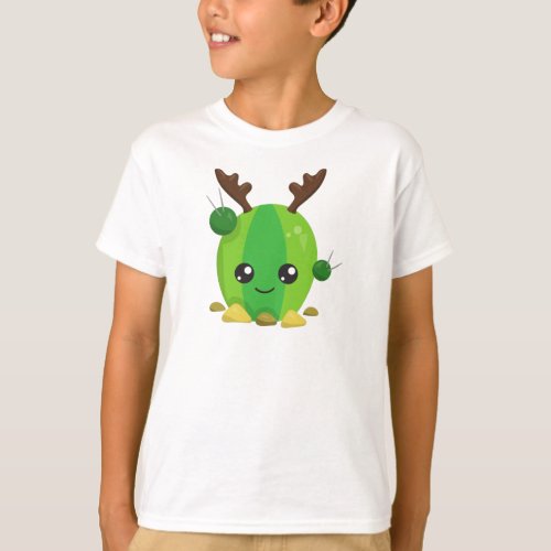 Christmas Cactus Cute Cactus Antlers Holiday T_Shirt