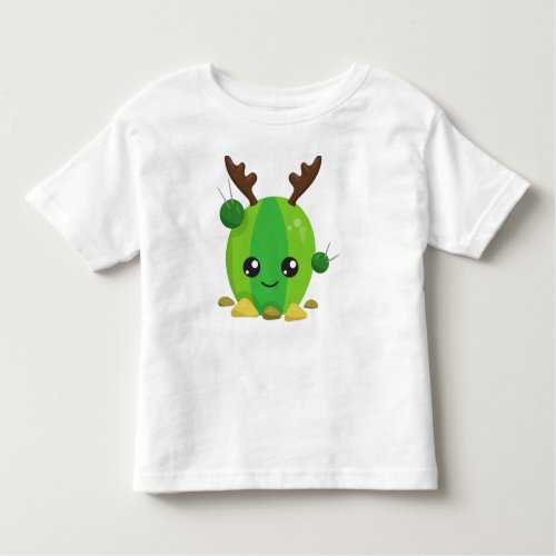 Christmas Cactus Cute Cactus Antlers Holiday Toddler T_shirt