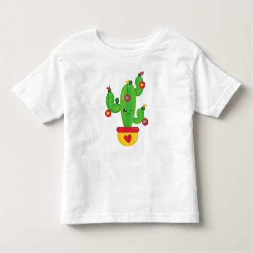 Christmas Cactus Cute Cactus Christmas Ornaments Toddler T_shirt