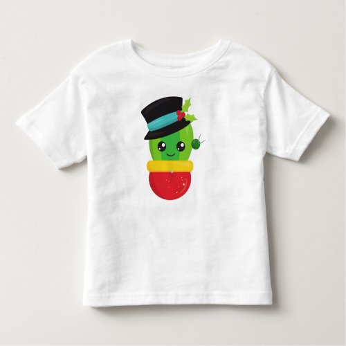 Christmas Cactus Cute Cactus Hat Mistletoe Toddler T_shirt