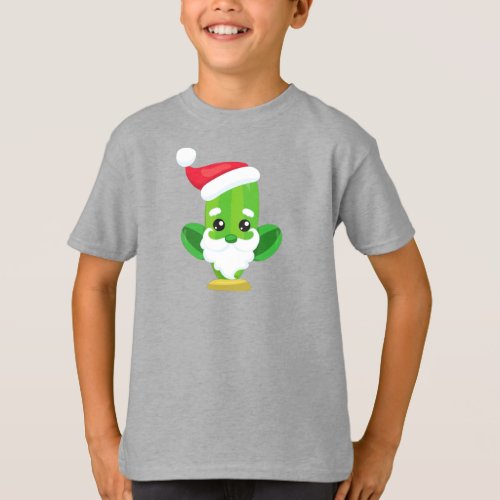 Christmas Cactus Cute Cactus Santa Hat Beard T_Shirt