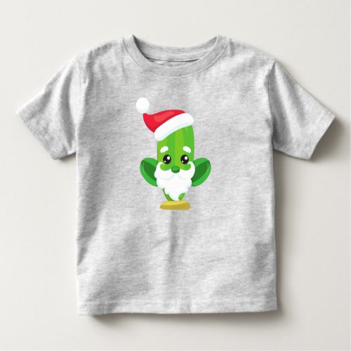 Christmas Cactus Cute Cactus Santa Hat Beard Toddler T_shirt